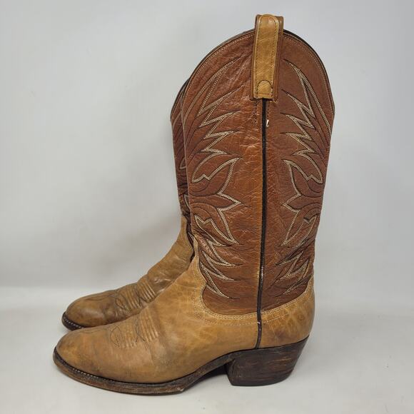 Vintage Dan Post Boots Mens 8.5D Brown Leather EXOTIC RARE Cowboy Western 6758 - Picture 10 of 16